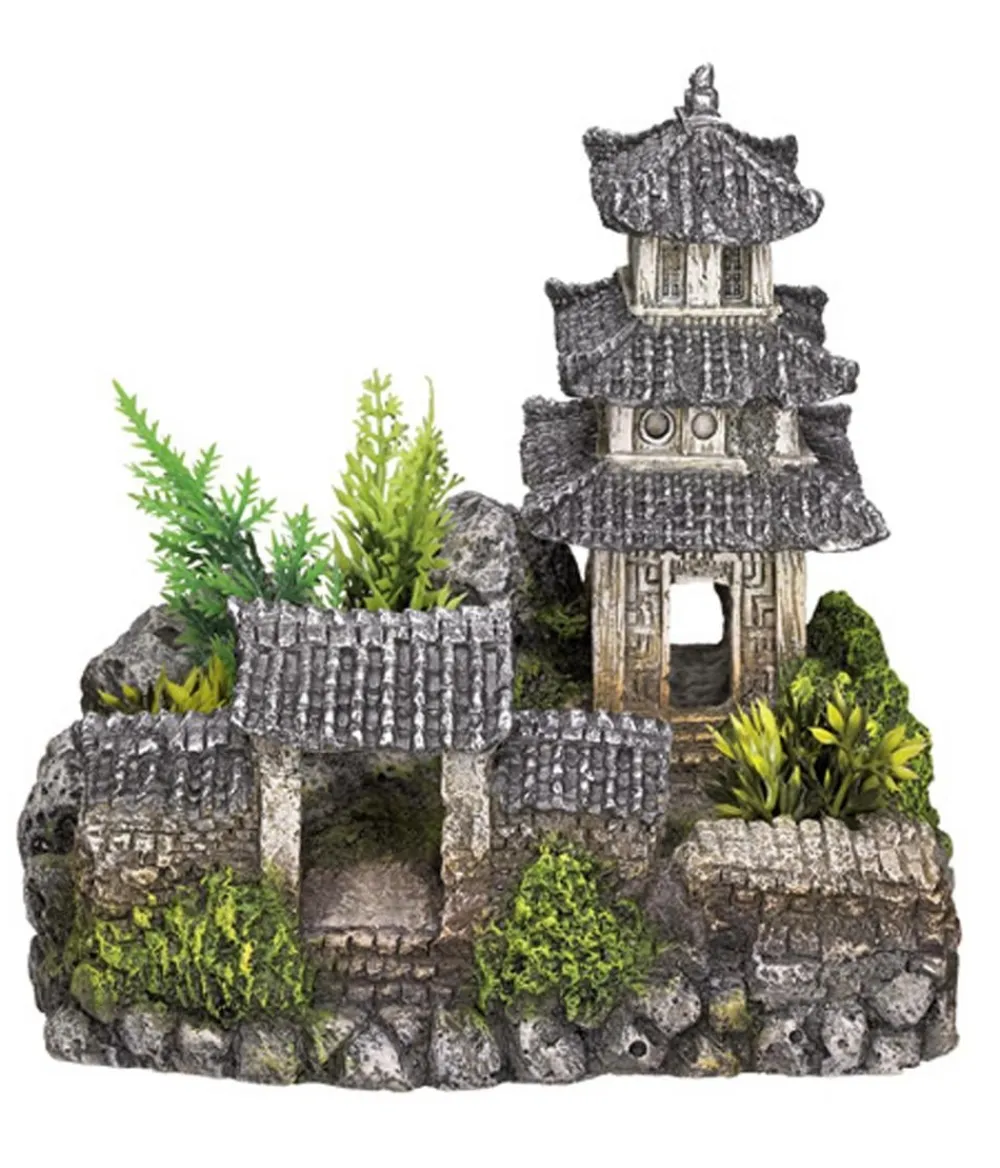 Nobby® Nobby Aquariumdeko Asiatischer Tempel mit Pflanzen, ca. B18,5/H17/T14,2 cm Sale