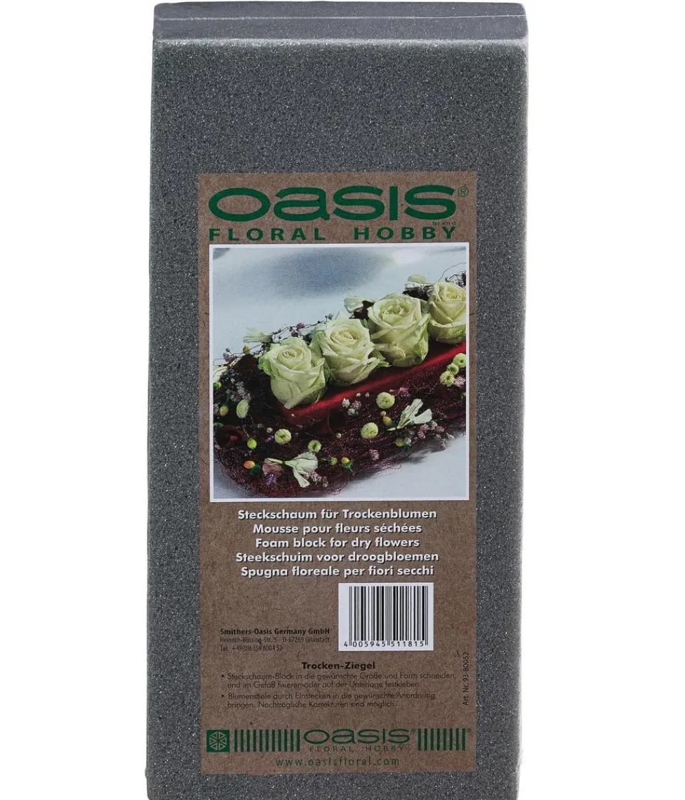 Oasis Bastelbedarf - ® Trockenziegel für Trockenblumen Grau
