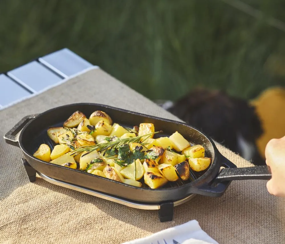 Ooni Pizzaöfen - Gusseisen-Grillpfanne, ca. B16/H6/T40 cm Schwarz