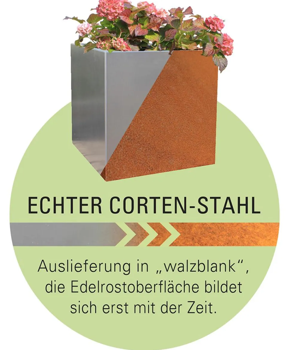 palatino Cortenstahl-Arbeitstisch " II" mit Rückwand, ca. B100/H145/T60 cm Discount