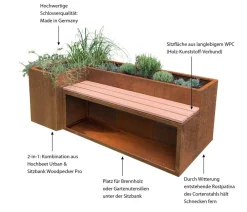 palatino Cortenstahl-Hochbeet URbank mit Sitzbank, ca. B200/H70/T100 cm Clearance