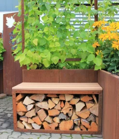 palatino Kaminholzregale > Cortenstahl-Kaminholzlager Woodpecker PRO