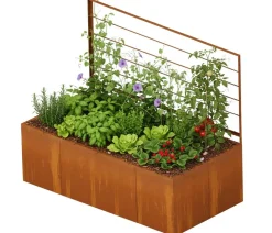 palatino Cortenstahl-Pflanzgefäß Urban mit Rankhilfe, rechteckig, , ca. B200/H183/T100 cm Braun Best