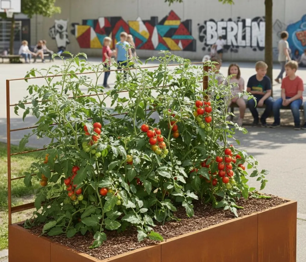 palatino Cortenstahl-Pflanzgefäß Urban mit Rankhilfe, rechteckig, , ca. B200/H183/T100 cm Braun Best