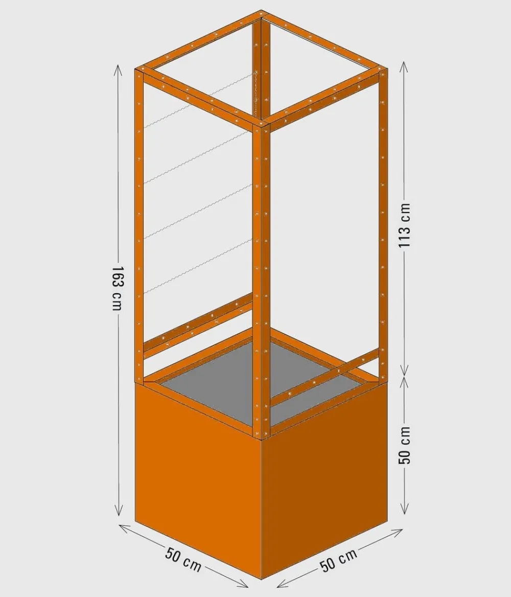 palatino Hochbeete & Frühbeete - Cortenstahl-Pflanzkübel Clara mit Rankkäfig, quadratisch, , ca. B60/H163/T60 cm Braun