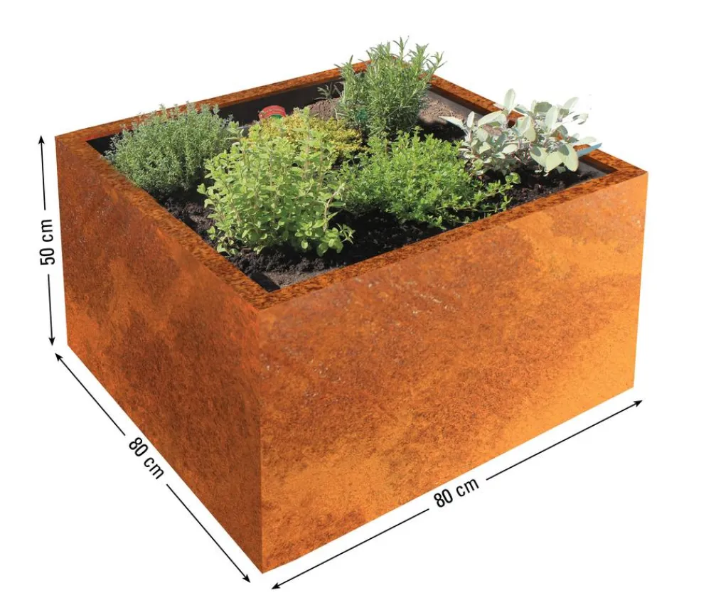 palatino Pflanzkübel & Blumenkästen|Blumentöpfe & Übertöpfe > Cortenstahl-Pflanzgefäß Clara, ca. B80/H50/T80 cm