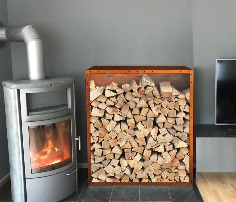 palatino Kaminholzregal Woodpecker, ca. B100/H120/T40 cm Kupfer New