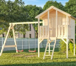 Palmako Spielhaus Toby, inkl. Anbauschaukel Natur Discount