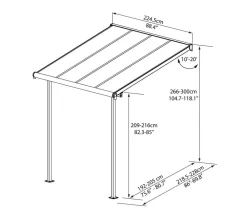Palram Terrassenüberdachung Sierra, ca. B224,5/H300/T228 cm Anthrazit Best
