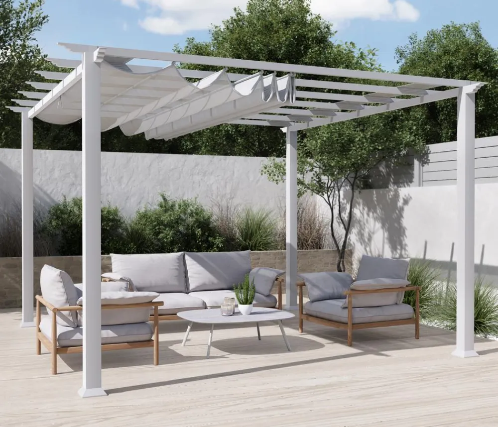Paragon Outdoor -Pergola Florida 1111, inkl. Sonnensegel , ca. B350,4/H235/T350 cm Weiß