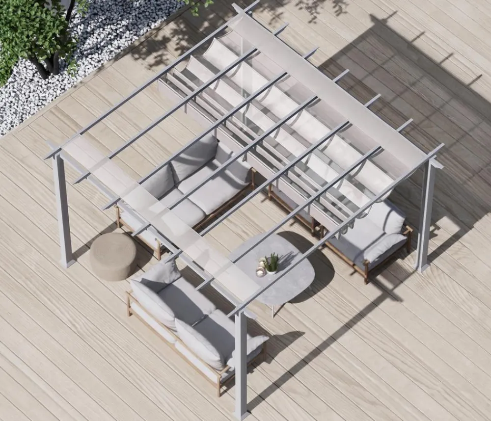 Paragon Outdoor -Pergola Florida 1111, inkl. Sonnensegel , ca. B350,4/H235/T350 cm Weiß