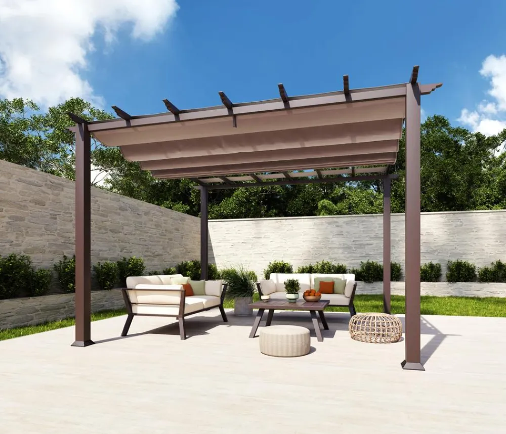 Paragon Outdoor Pergolen - -Pergola Florida 1111, inkl. Sonnensegel , ca. B350,4/H235/T350 cm Dunkelbraun