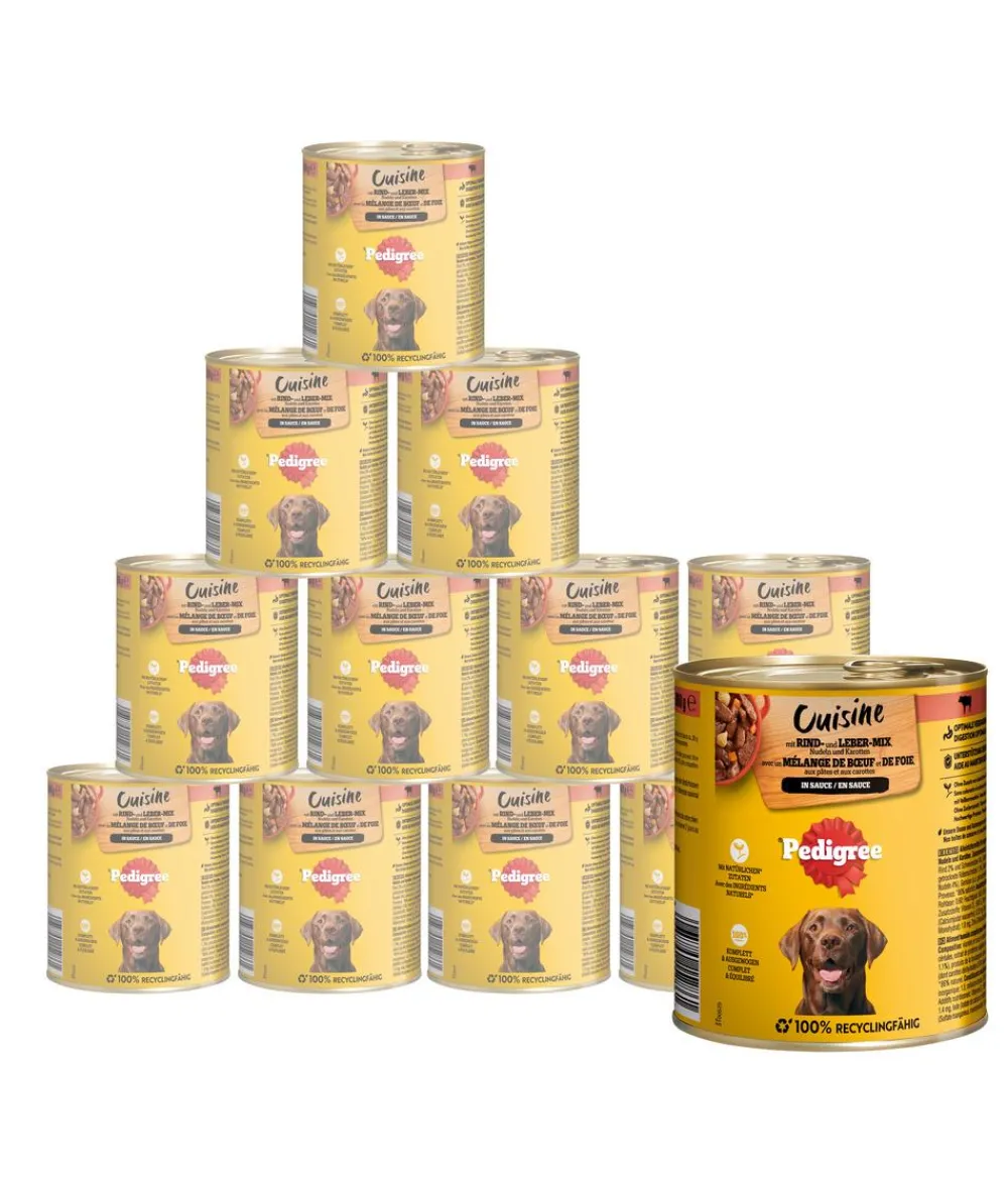 Pedigree® Nassfutter Hund > Nassfutter für Hunde Adult, Rind- und Leber-Mix in Sauce, 12 x 800 g