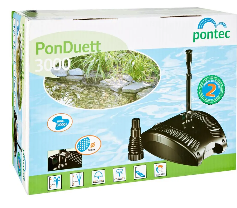 pontec PonDuett 3000 Unterwasserfilter mit Wasserspiel Schwarz
