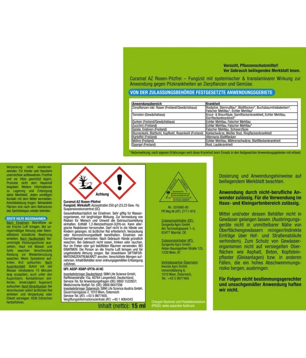 PROTECT GARDEN Pilzmittel - Curamat AZ Rosen-Pilzfrei, flüssig, 15 ml