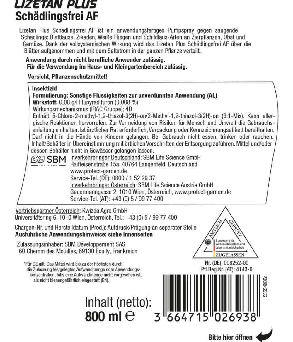 PROTECT GARDEN Schädlingsbekämpfungsmittel - Lizetan Plus Schädlingsfrei AF, 800 ml