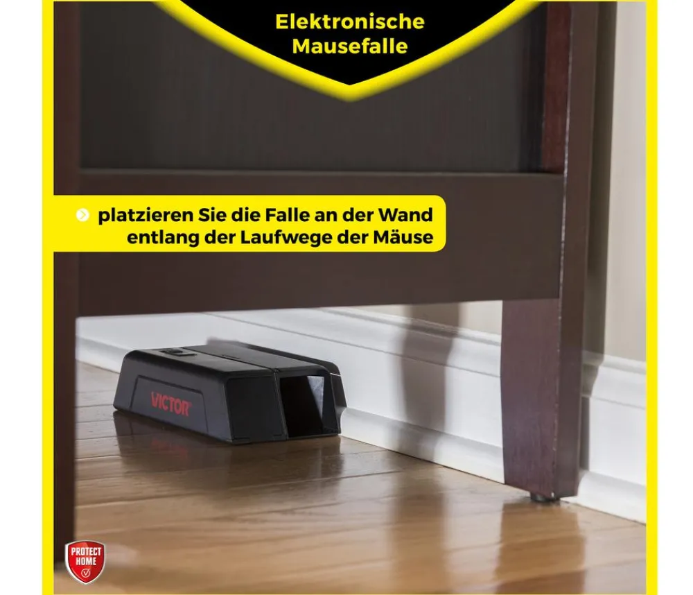 PROTECT HOME Insektenschutz & Fallen - Elektronische Mausefalle Schwarz