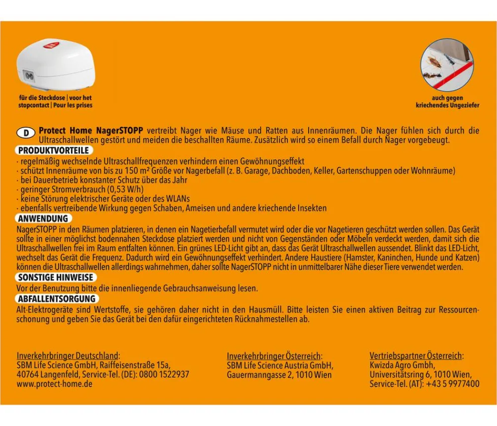 PROTECT HOME Schädlingsbekämpfungsmittel - Nagerstopp 150m², 1 Stk. Weiß