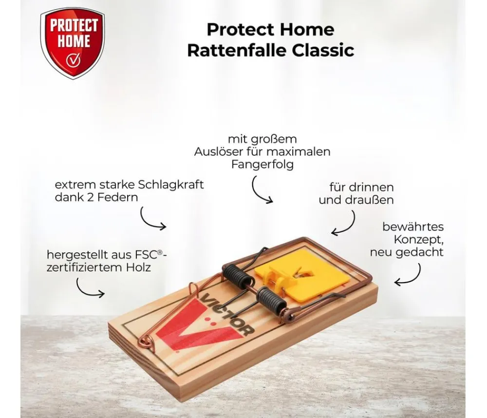 PROTECT HOME Insektenschutz & Fallen - Rattenfalle Classic, 1 Stk. Hellbraun