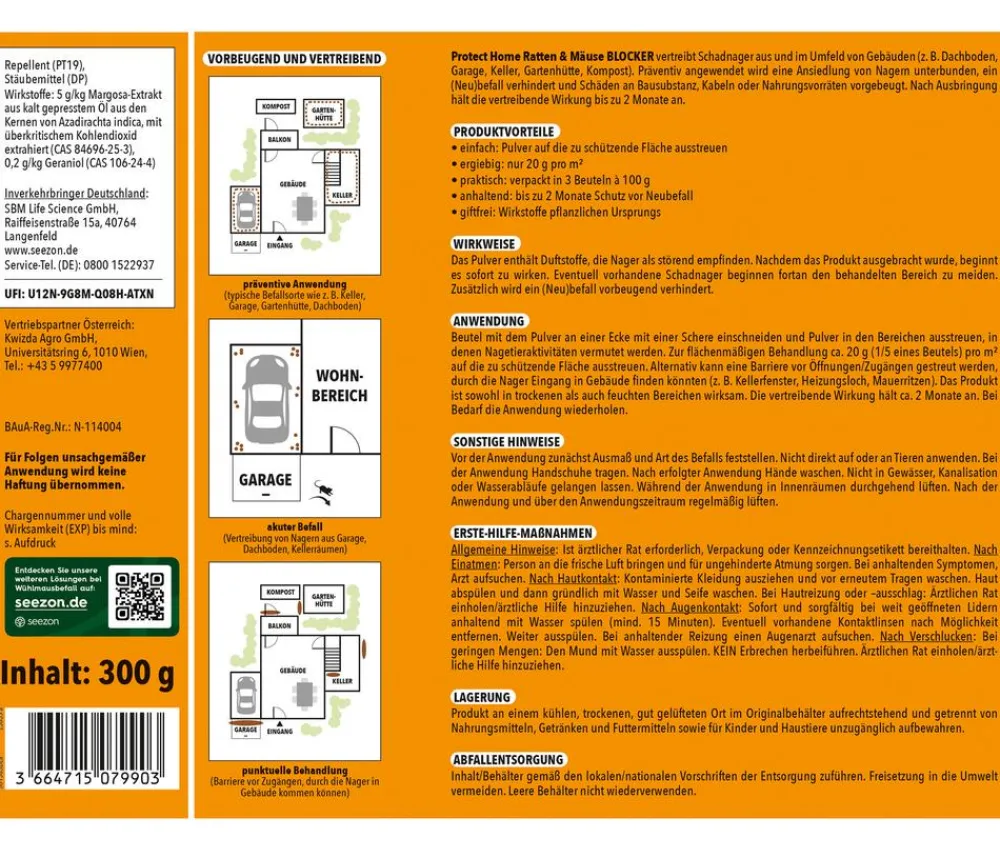 PROTECT HOME Schädlingsbekämpfungsmittel > Ratten und Mäuse Blocker, 300 g