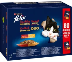 PURINA felix® Nassfutter Katze - Nassfutter für Katzen Doppelt Lecker Geschmacksvielfalt vom Land in Gelee, 80 x 85 g