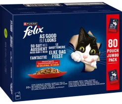 PURINA felix® Nassfutter für Katzen So gut wie es aussieht Geschmacksvielfalt vom Land in Gelee, 80 x 85 g Clearance
