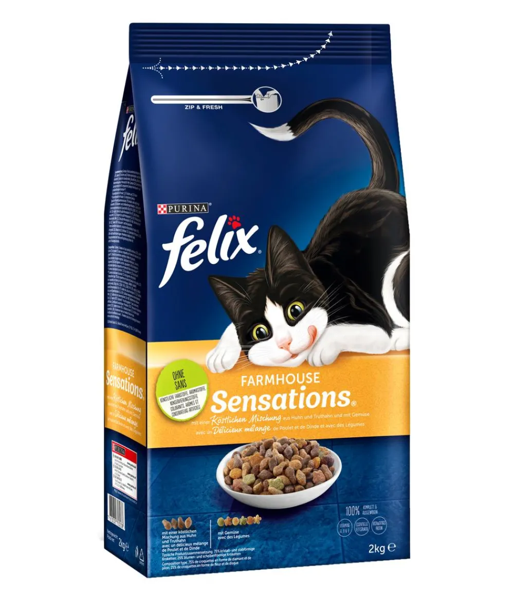 PURINA felix® Trockenfutter Katze > Trockenfutter für Katzen Sensations, 2 kg