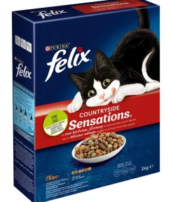 PURINA felix® Trockenfutter für Katzen Countryside Sensations®, Rind, Huhn & Gemüse, 1 kg Clearance