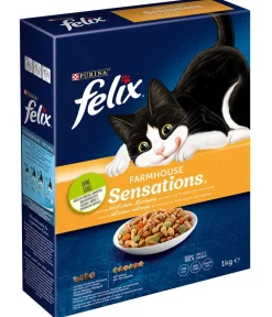 PURINA felix® Trockenfutter Katze - Trockenfutter für Katzen Farmhouse Sensations®, Huhn, Truthahn & Gemüse, 1 kg