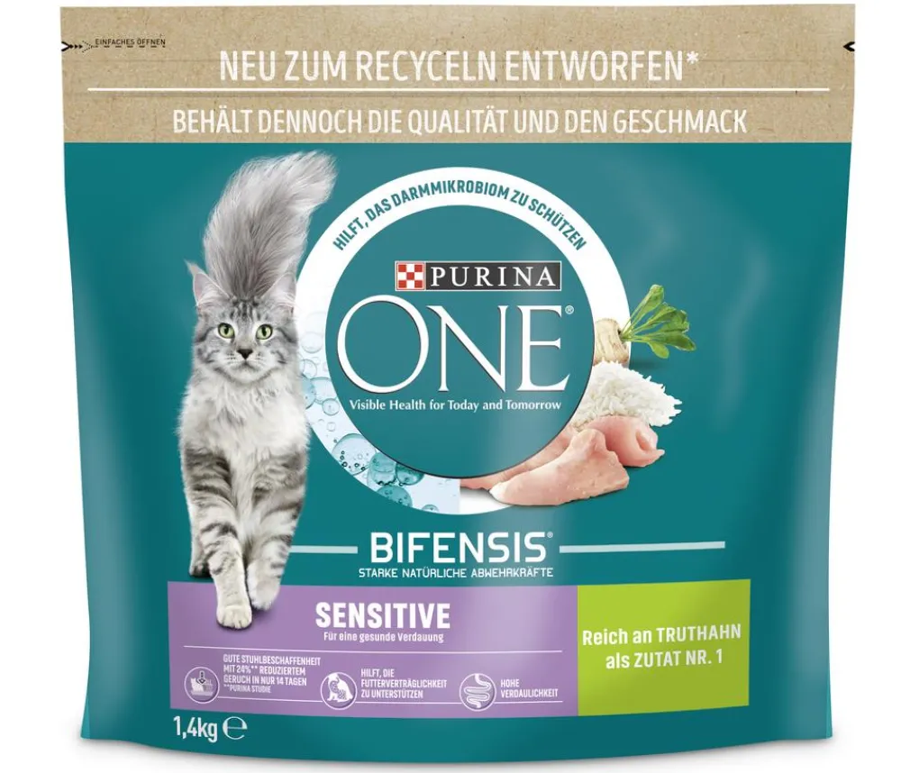 PURINA® ONE PURINA ONE® Trockenfutter für Katzen Sensitive, Adult, Truthahn, 1,4 kg Outlet