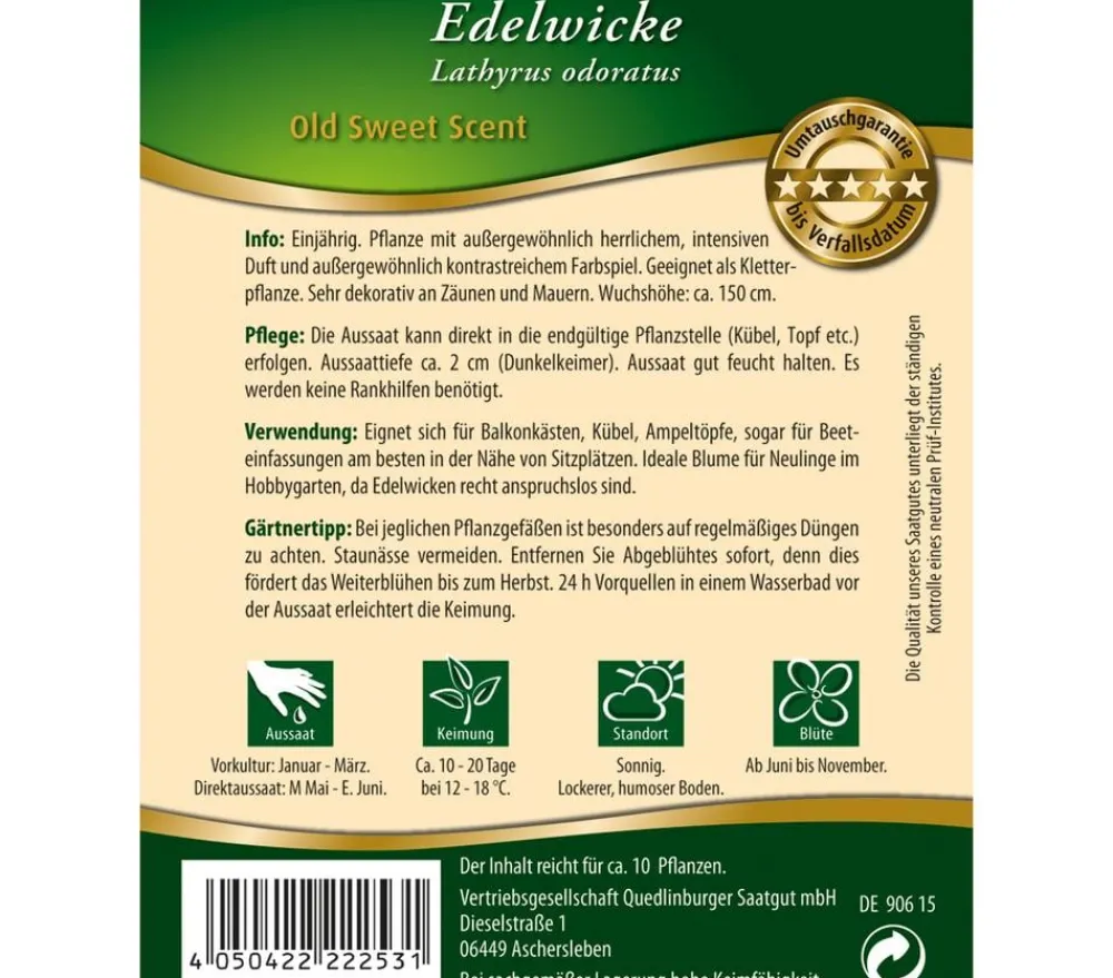 Quedlinburger Blumensamen > Samen Edelwicke 'Old Sweet Scent'