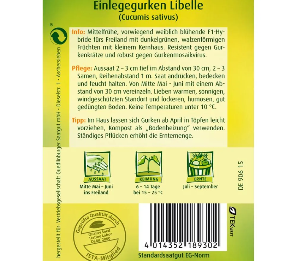 Quedlinburger Gemüsesamen > Samen Einlegegurke 'Libelle'