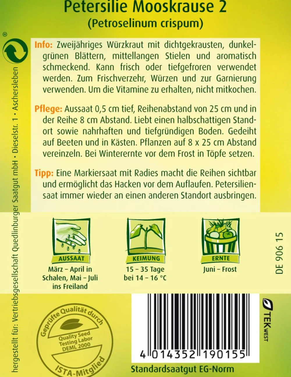 Quedlinburger Kräutersamen > Samen Petersilie 'Mooskrause 2'
