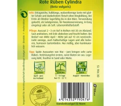 Quedlinburger Gemüsesamen - Samen Rote Rübe 'Cylindra'