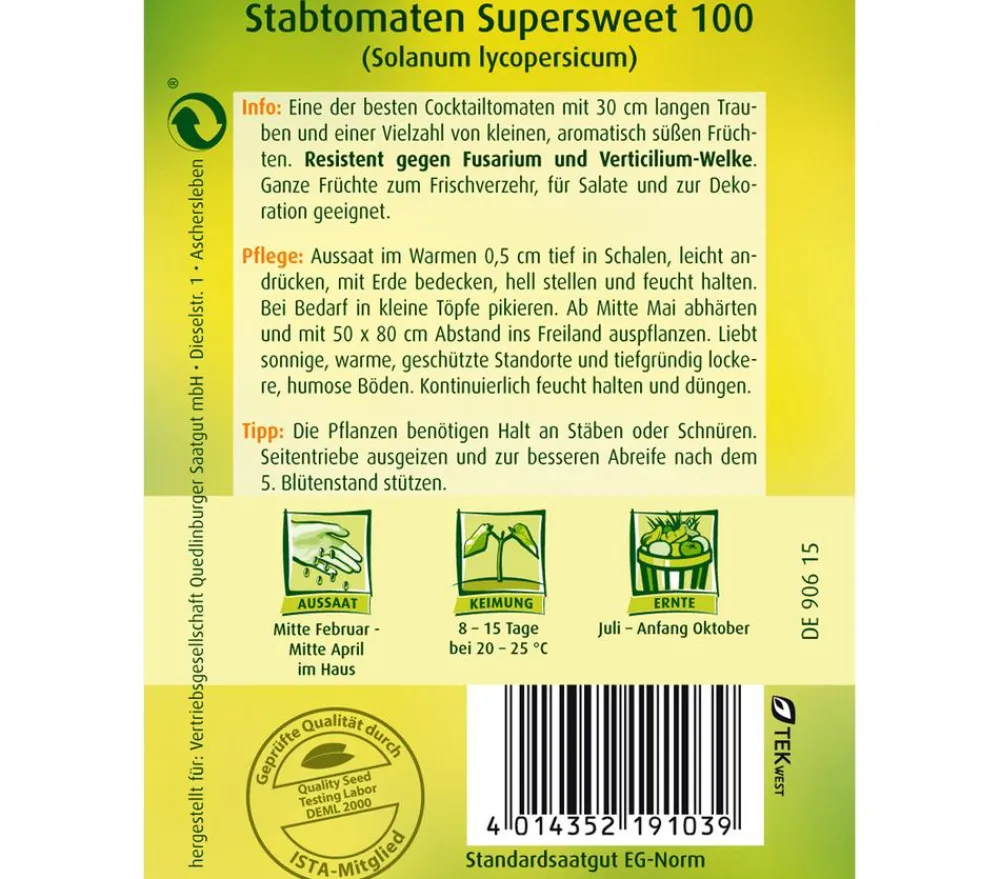 Quedlinburger Samen Stabtomate 'Supersweet 100' Best