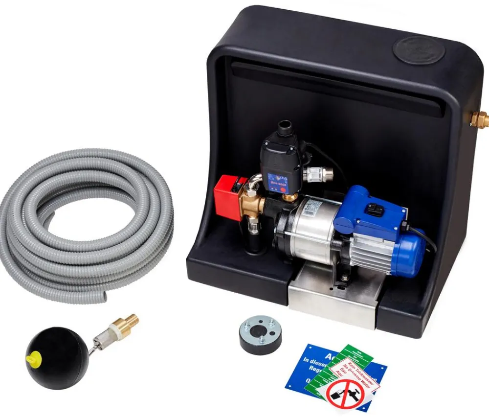 4rain Regentonnen & Zisternen > Flachtank-Paket Flat M Haus-Premium