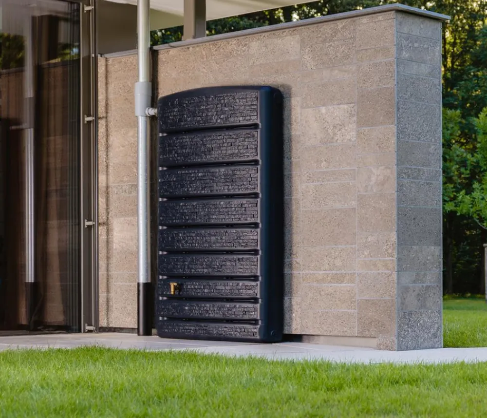 4rain Wandtank ExtraSLIM Stone Decor, 400 l Dunkelgrau