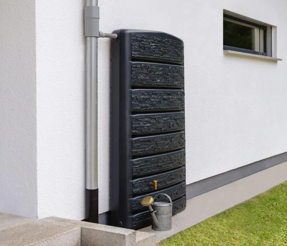 4rain Wandtank ExtraSLIM Stone Decor, 400 l Dunkelgrau