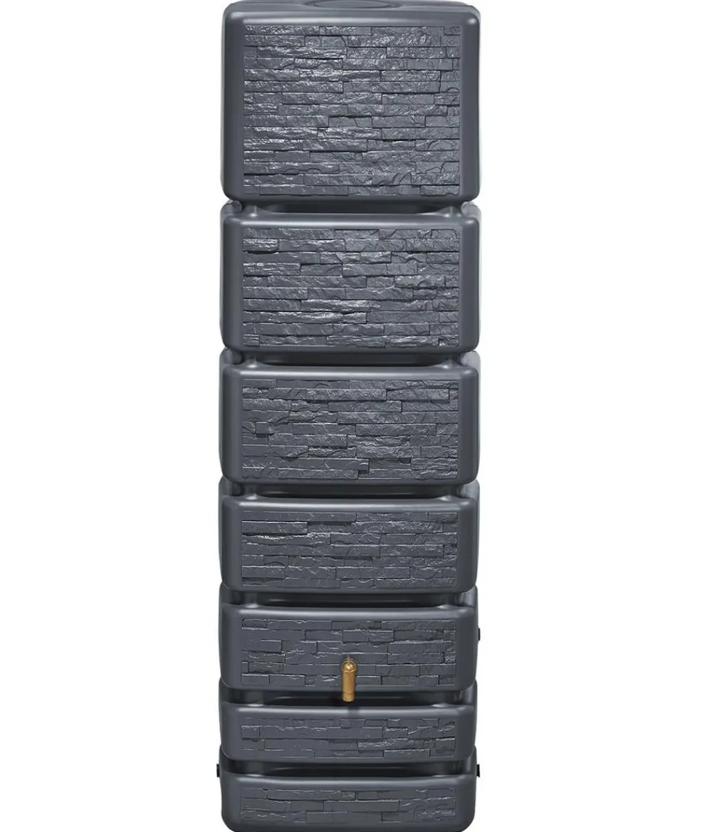 4rain Regentonnen & Zisternen > Wandtank Slim Stone Decor, 350 l, ca. B60/H184/T39 cm