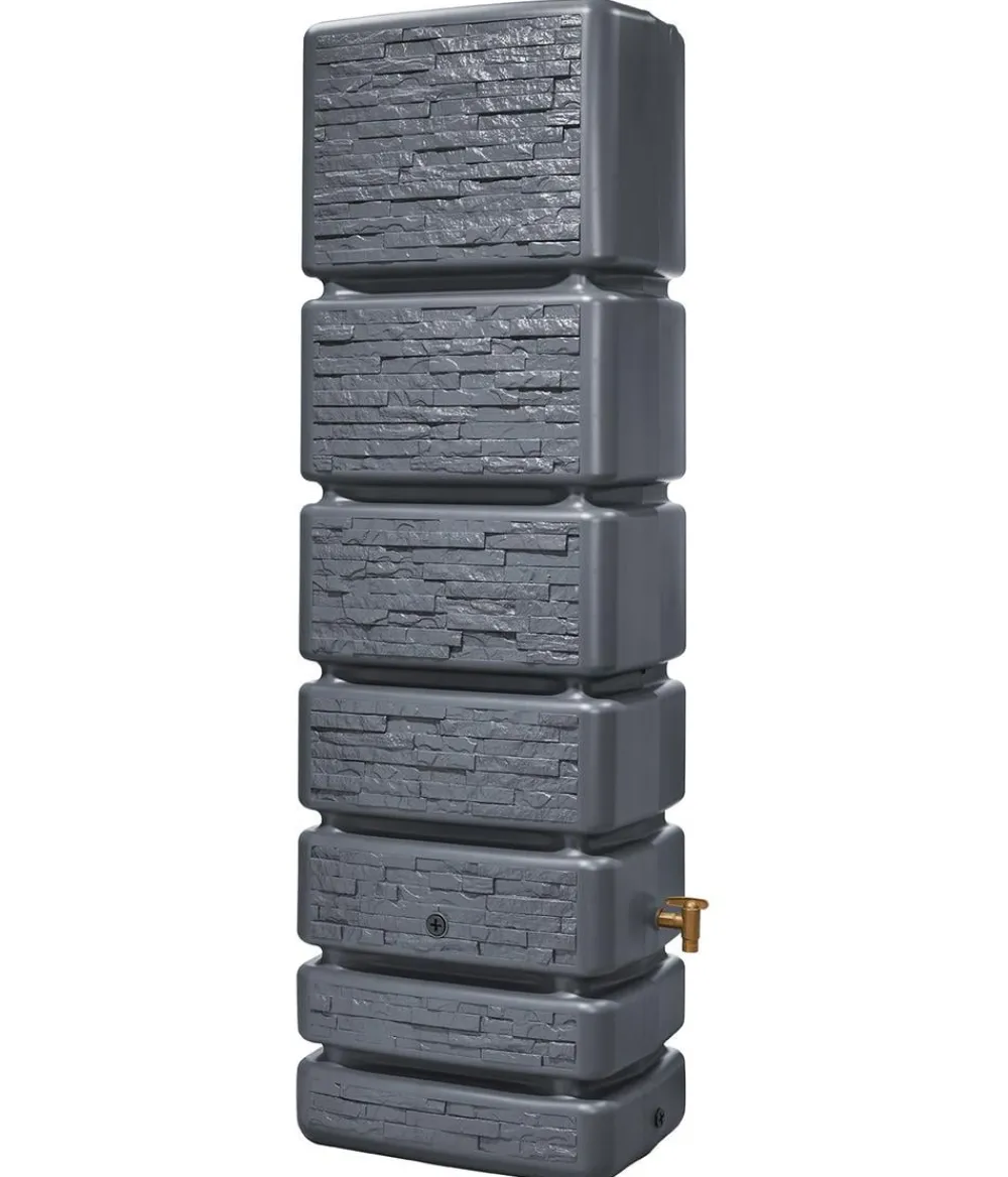 4rain Regentonnen & Zisternen > Wandtank Slim Stone Decor, 350 l, ca. B60/H184/T39 cm