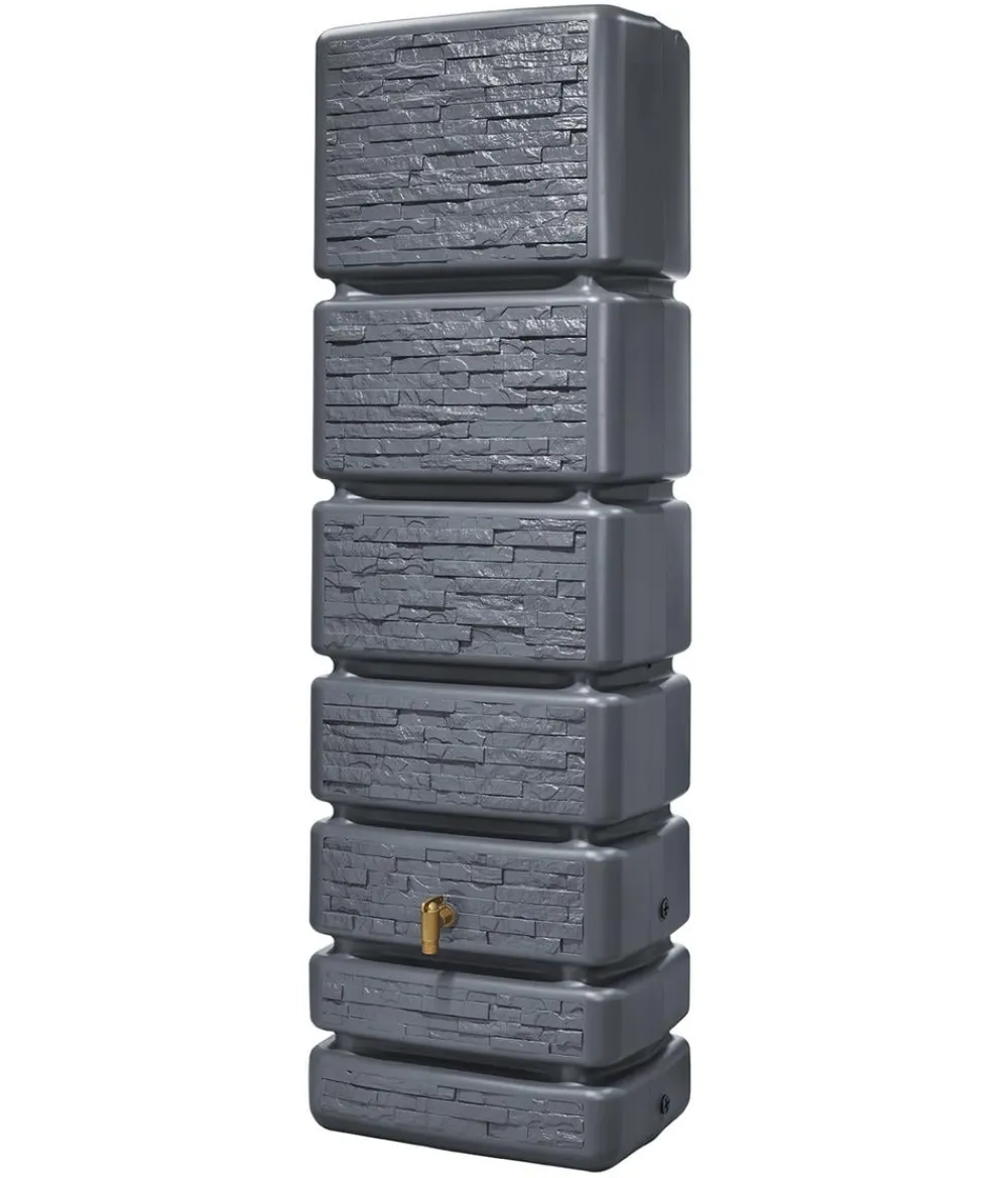 4rain Regentonnen & Zisternen > Wandtank Slim Stone Decor, 350 l, ca. B60/H184/T39 cm