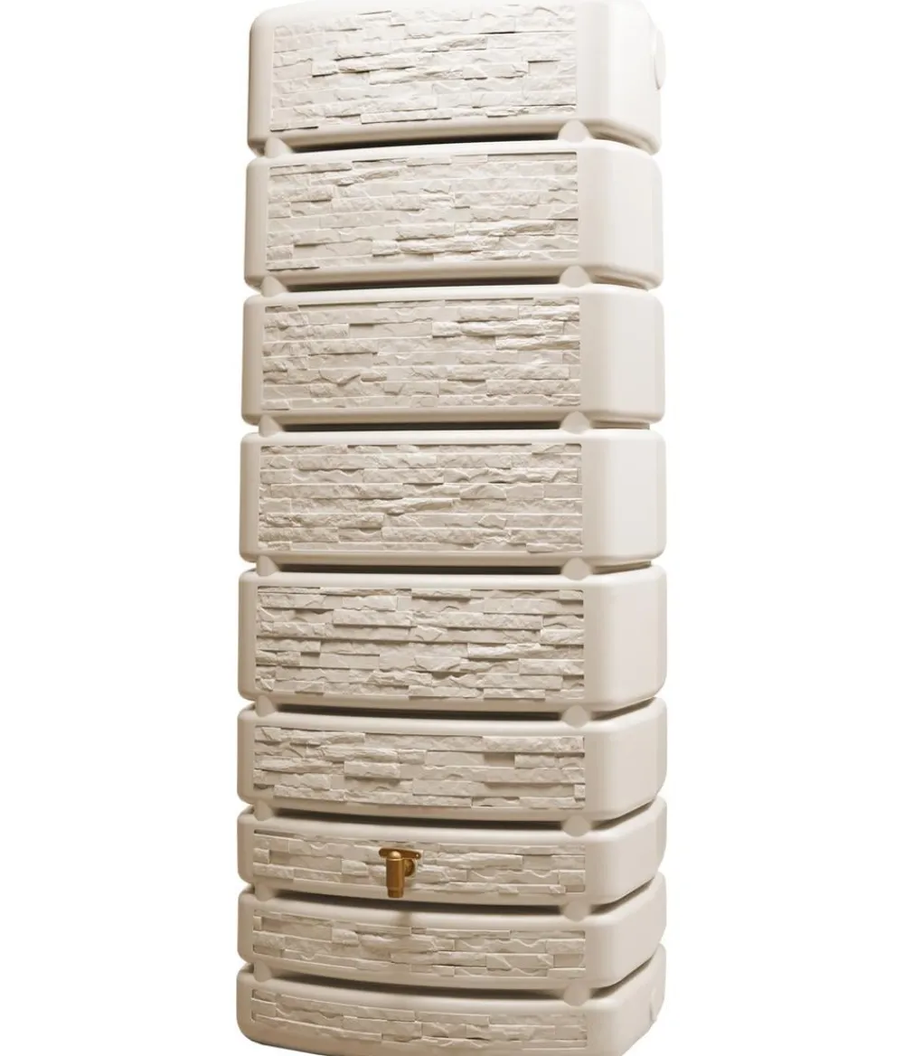 4rain Regentonnen & Zisternen - Wandtank Slim Stone Decor, 500 l Beige