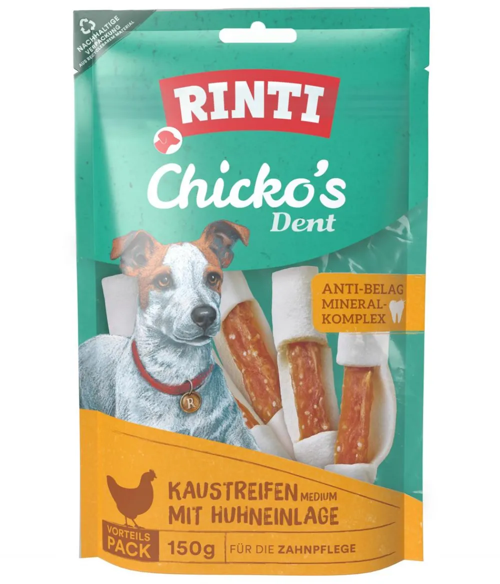 Rinti Hundeleckerlies|Funktionelle Leckerlies - Hundenack Chicko' Dent Kautreifen it Huhneinlage, ediu, 150 g