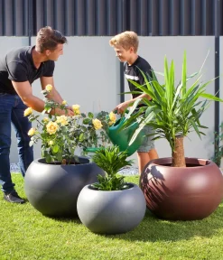Roto Kunststoff-Pflanztopf Swing, bauchig Hellgrau Outlet