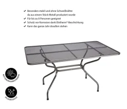 Royal Garden Streckmetall-Gartentisch, ca. B145/H74/T90 cm Grau Clearance