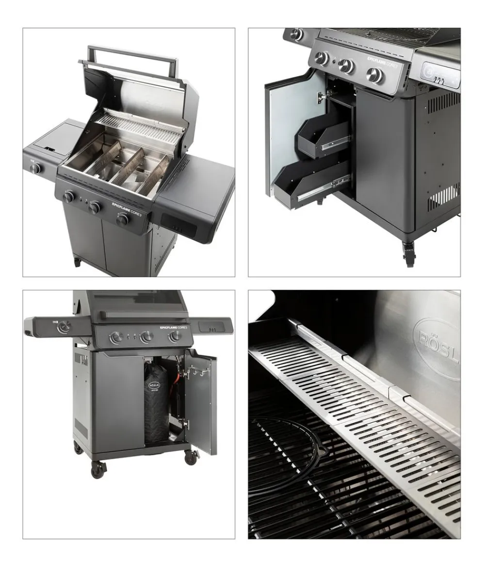 Rösle Gasgrills - Gasgrill Epicflame Core 3 50 mbar, ca. B119/H127/T61 cm Schwarz