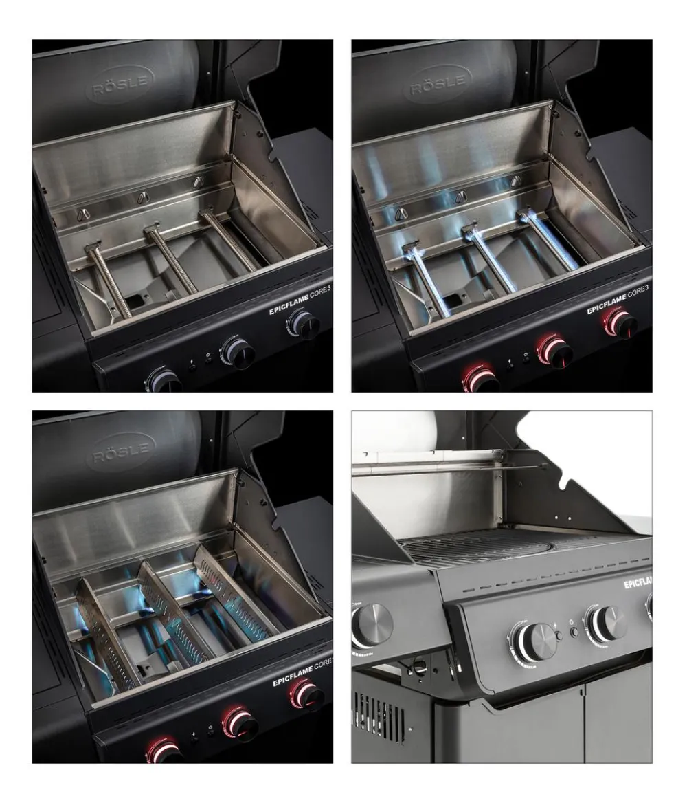 Rösle Gasgrills - Gasgrill Epicflame Core 3 50 mbar, ca. B119/H127/T61 cm Schwarz