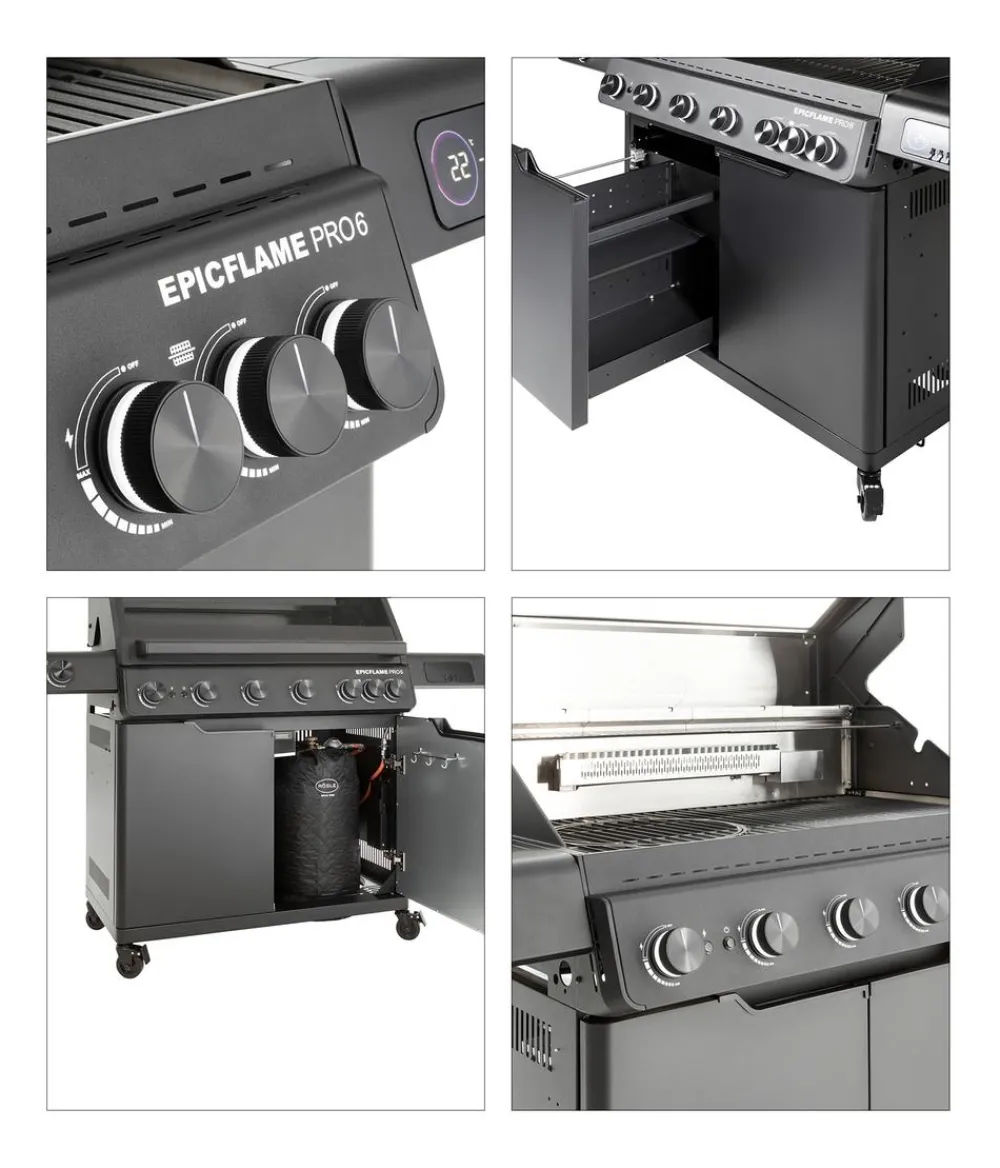 Rösle Gasgrill Epicflame Pro 6 50bar, ca. B119/H157/T61,5 cm Schwarz Sale