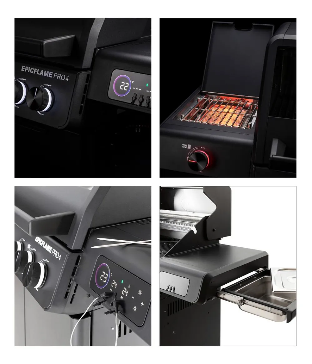 Rösle Gasgrills - Gasgrill Epicflame Pro 4 50 mbar, ca. B119/H138/T61 cm Schwarz