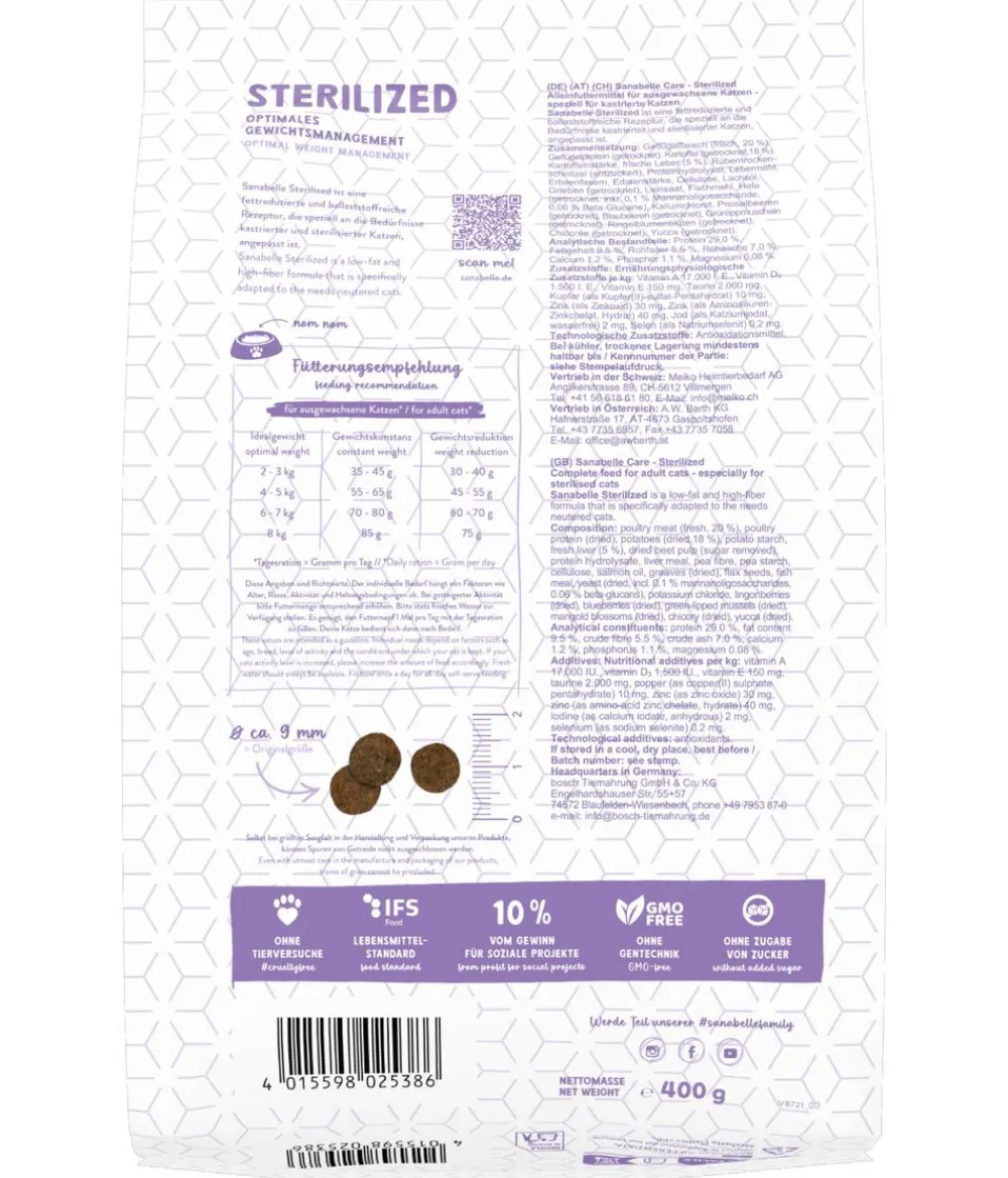 Sanabelle® Trockenfutter Katze - Care Trockenfutter für Katzen Sterilized Adult, Geflügel